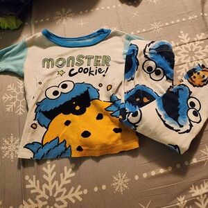 Monster Cookie Kids Pajama Set - Blue and Yellow